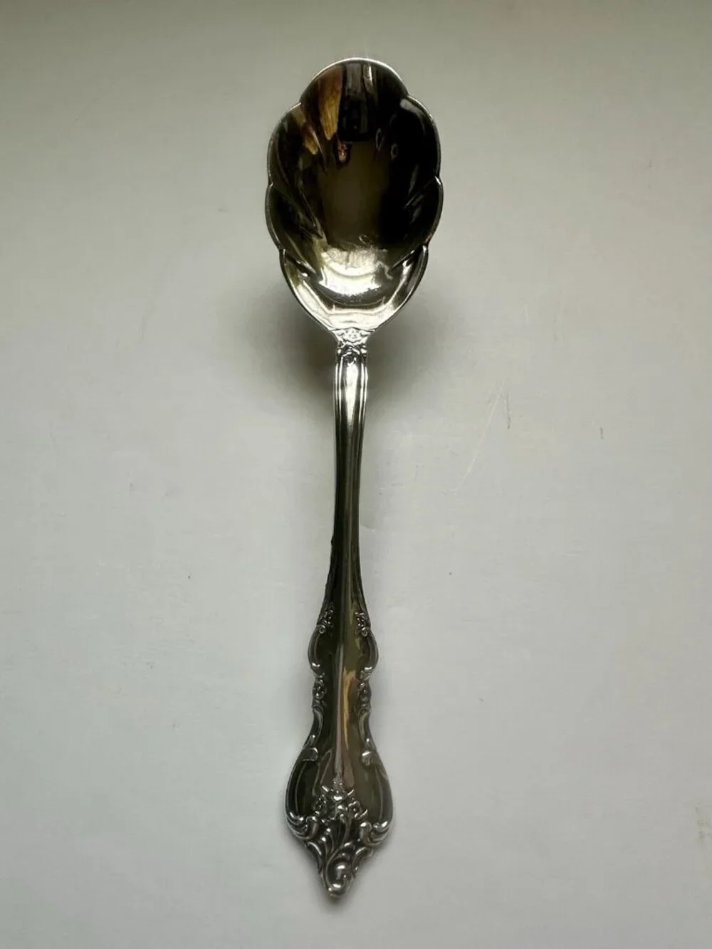 International Deep Silver Orleans French Baroque Sugar Spoon 1964 Silverplate